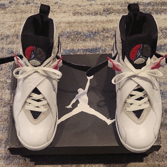 Jordan Other - Jordan8 Hares"BUGSBunnie$ White and Black Athletic Shoes with Red Highlights